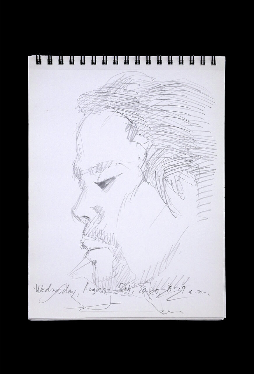 Contemporary artist SHINTAKU Tomoni's 2020/8/5 Self-portrait or pencil drawing