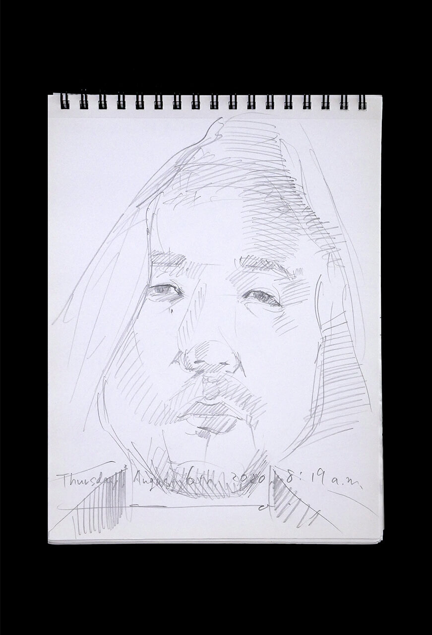 Contemporary artist SHINTAKU Tomoni's 2020/8/6 Self-portrait or pencil drawing