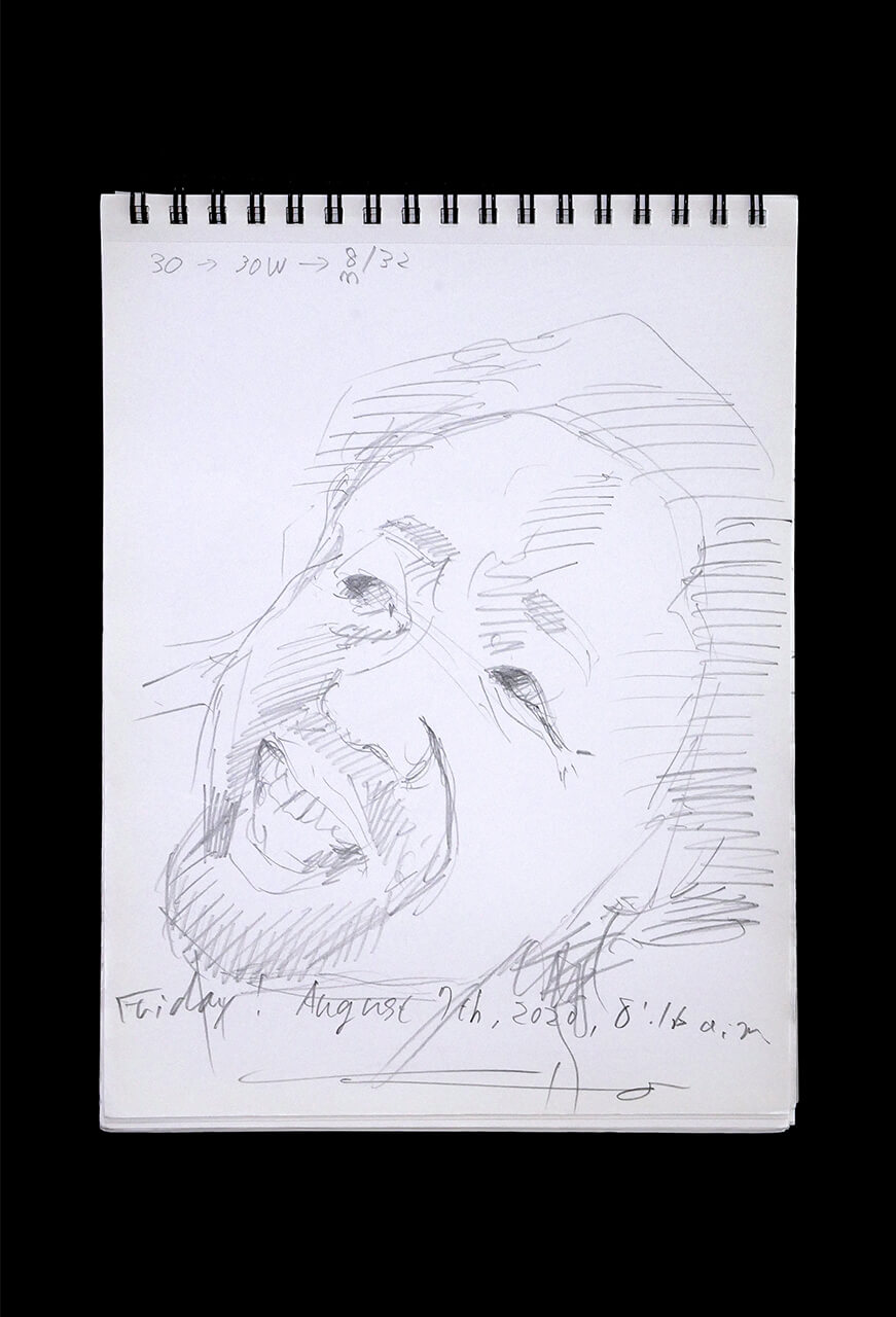 Contemporary artist SHINTAKU Tomoni's 2020/8/7 Self-portrait or pencil drawing