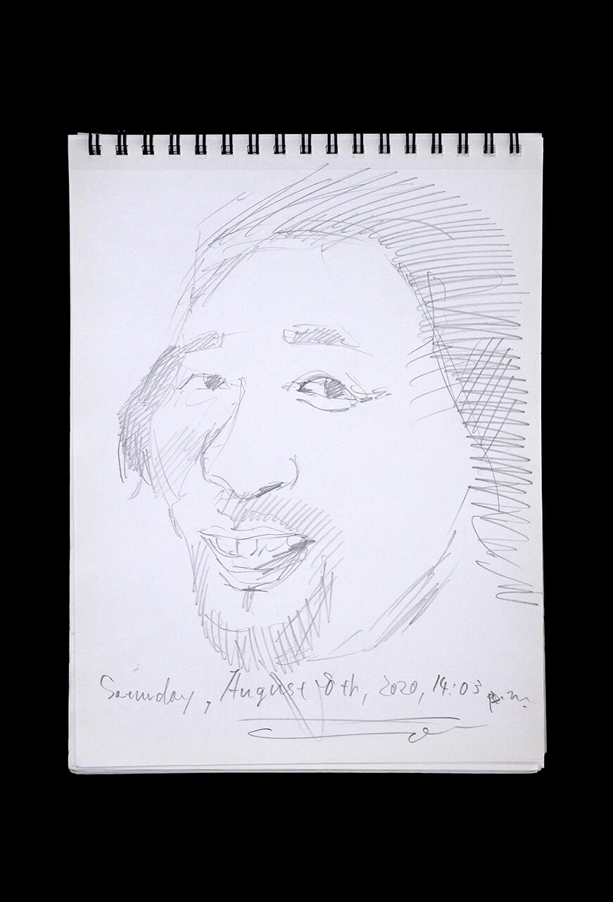 Contemporary artist SHINTAKU Tomoni's 2020/8/8 Self-portrait or pencil drawing