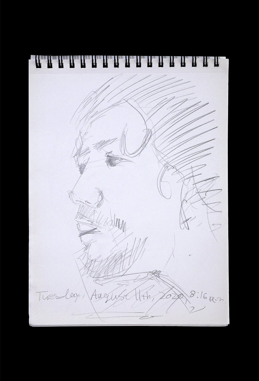 Contemporary artist SHINTAKU Tomoni's 2020/8/11 Self-portrait or pencil drawing