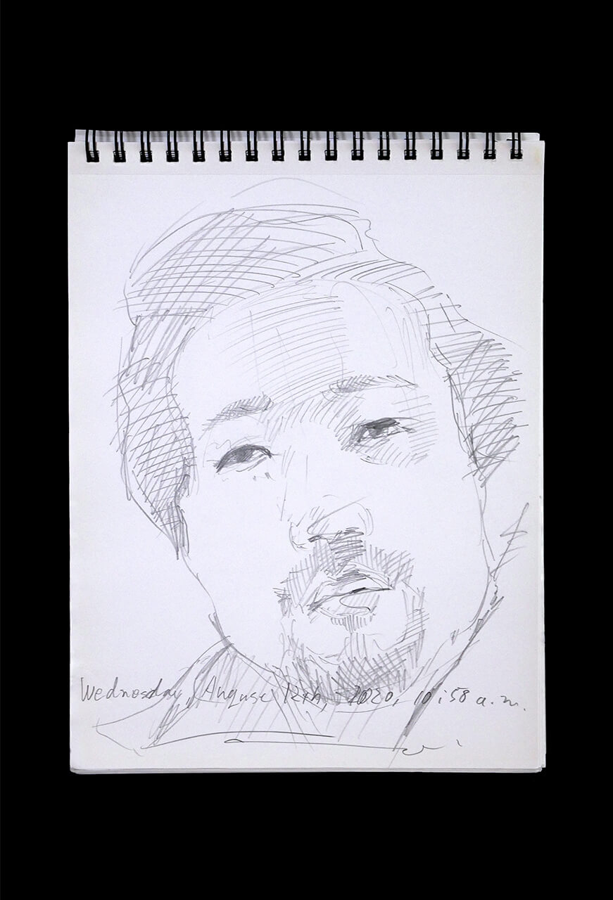 Contemporary artist SHINTAKU Tomoni's 2020/8/12 Self-portrait or pencil drawing