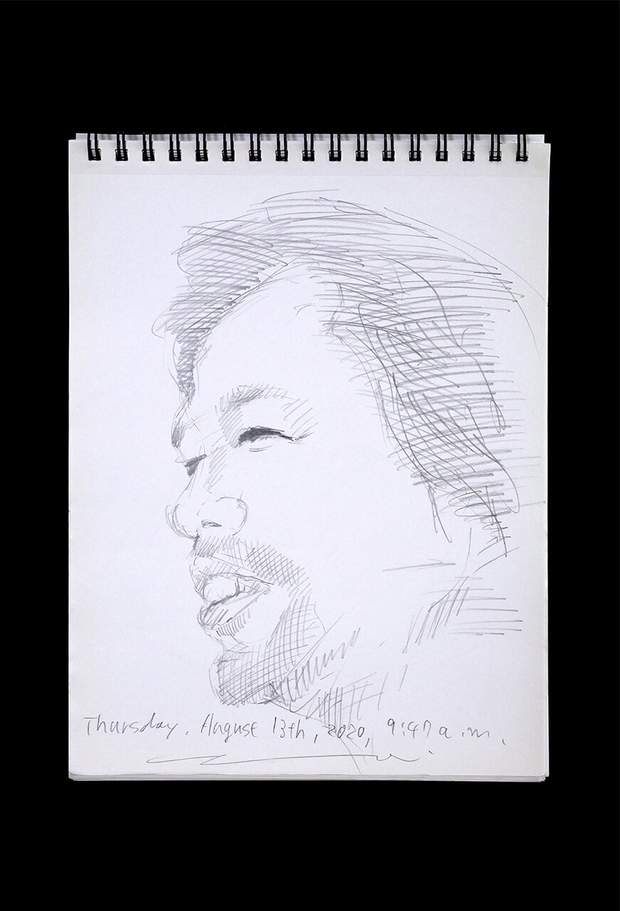 Contemporary artist SHINTAKU Tomoni's 2020/8/13 Self-portrait or pencil drawing