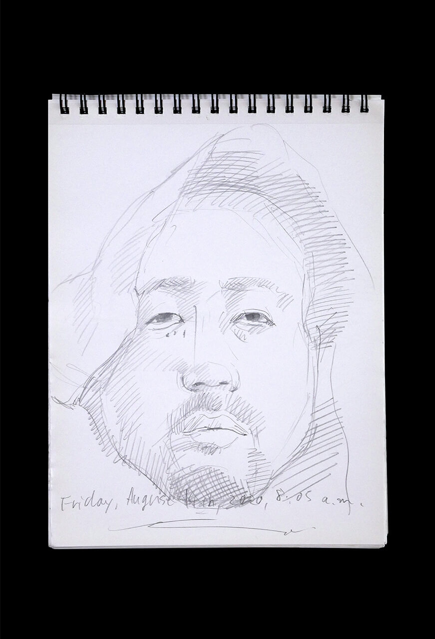 Contemporary artist SHINTAKU Tomoni's 2020/8/14 Self-portrait or pencil drawing