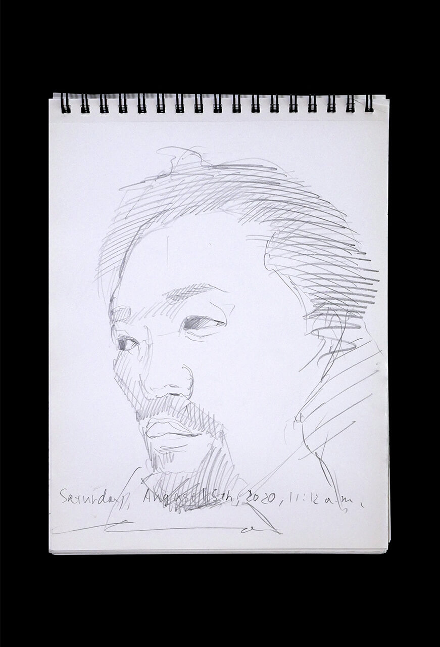 Contemporary artist SHINTAKU Tomoni's 2020/8/15 Self-portrait or pencil drawing