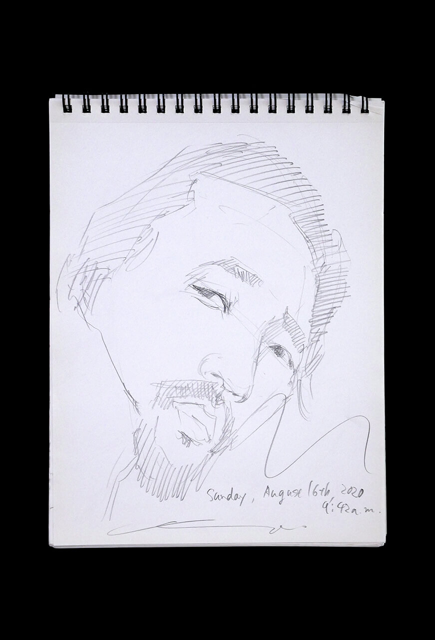 Contemporary artist SHINTAKU Tomoni's 2020/8/16 Self-portrait or pencil drawing