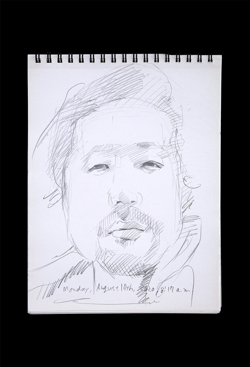 Contemporary artist SHINTAKU Tomoni's 2020/8/17 Self-portrait or pencil drawing