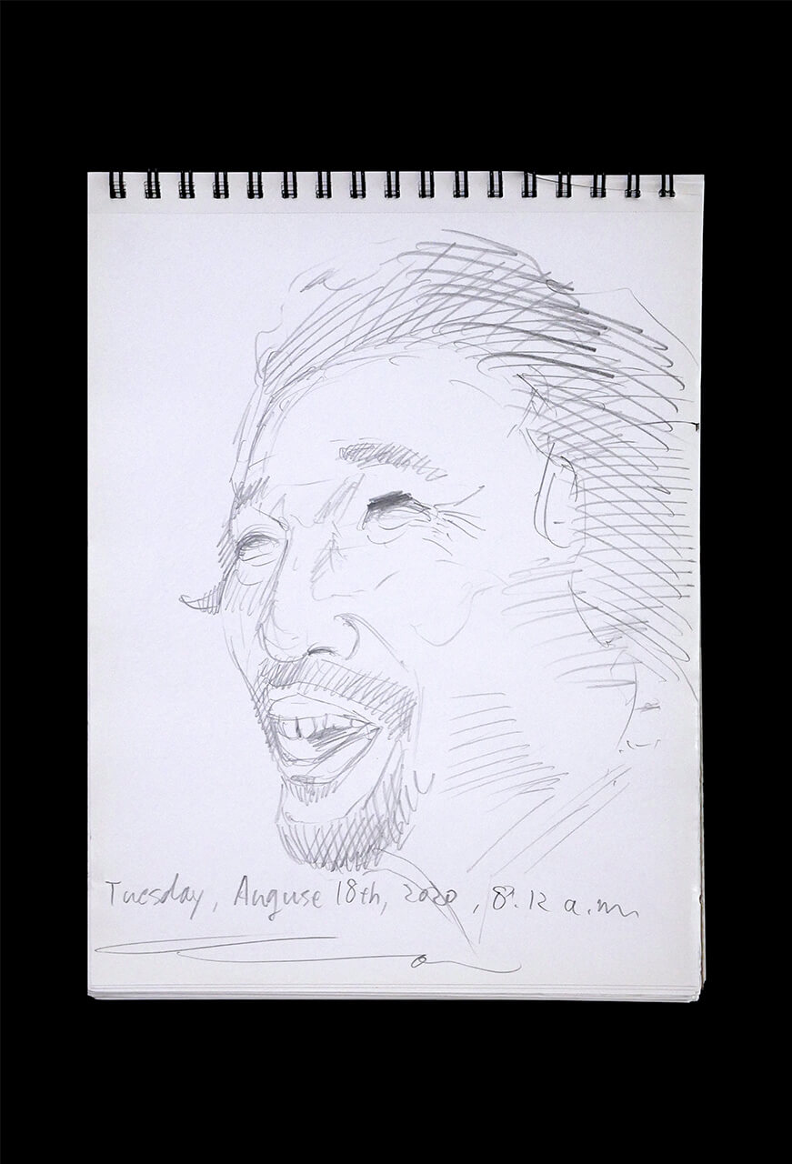 Contemporary artist SHINTAKU Tomoni's 2020/8/18 Self-portrait or pencil drawing