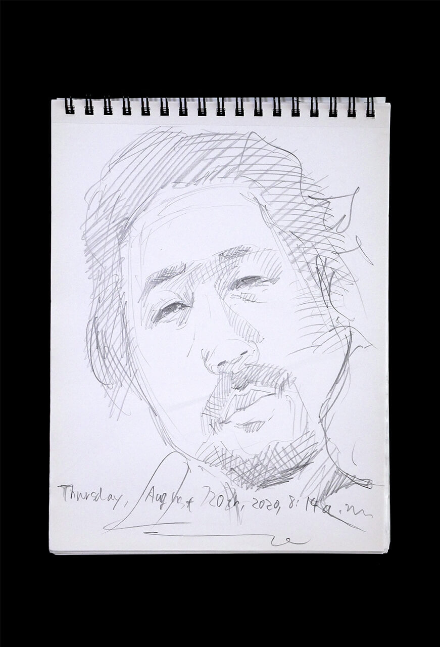 Contemporary artist SHINTAKU Tomoni's 2020/8/20 Self-portrait or pencil drawing