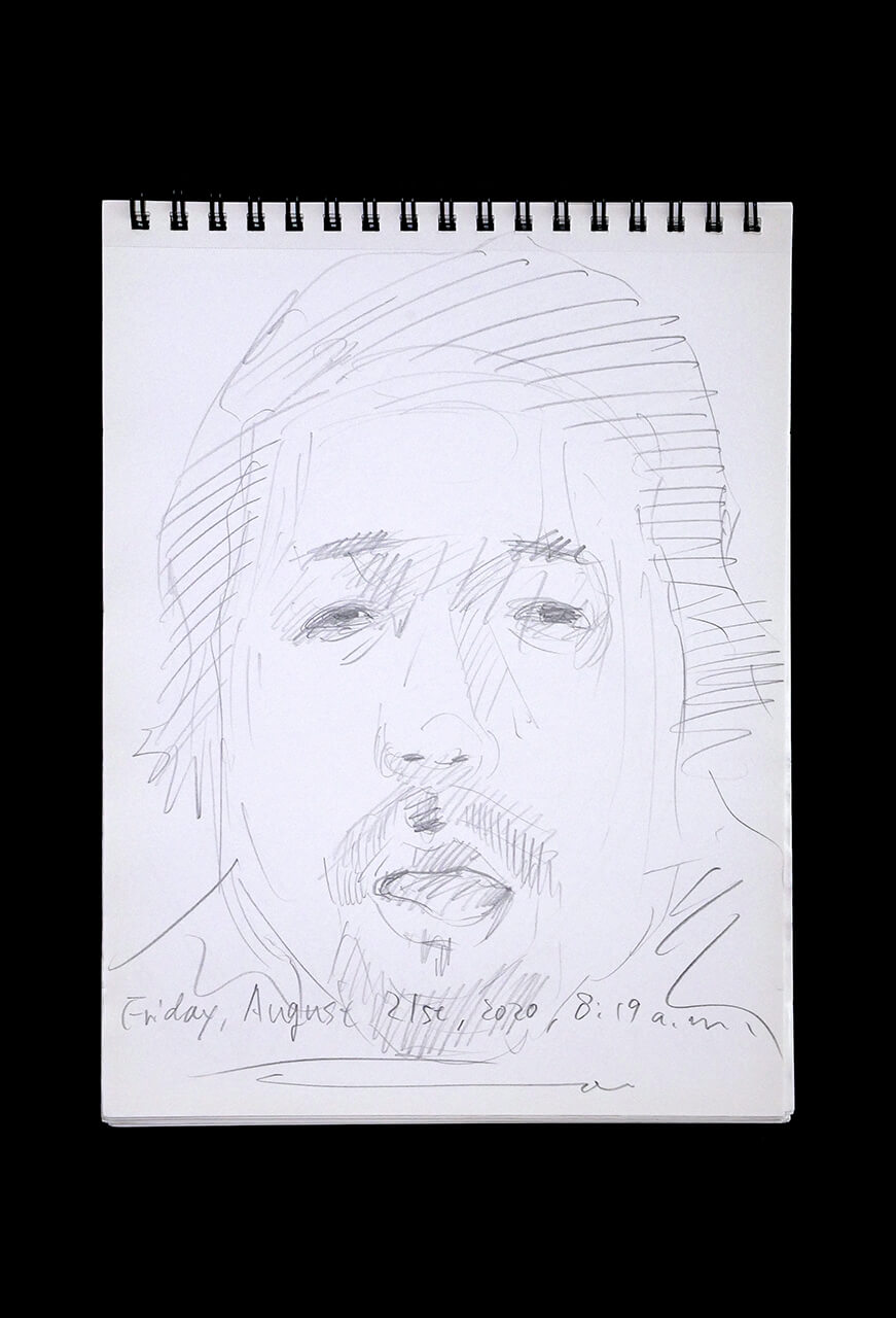Contemporary artist SHINTAKU Tomoni's 2020/8/21 Self-portrait or pencil drawing