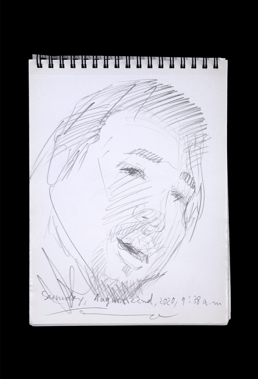 Contemporary artist SHINTAKU Tomoni's 2020/8/22 Self-portrait or pencil drawing