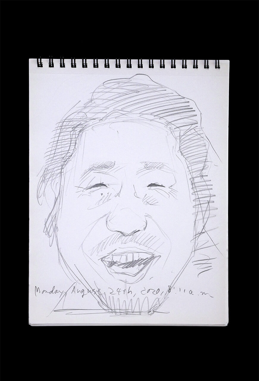 Contemporary artist SHINTAKU Tomoni's 2020/8/24 Self-portrait or pencil drawing