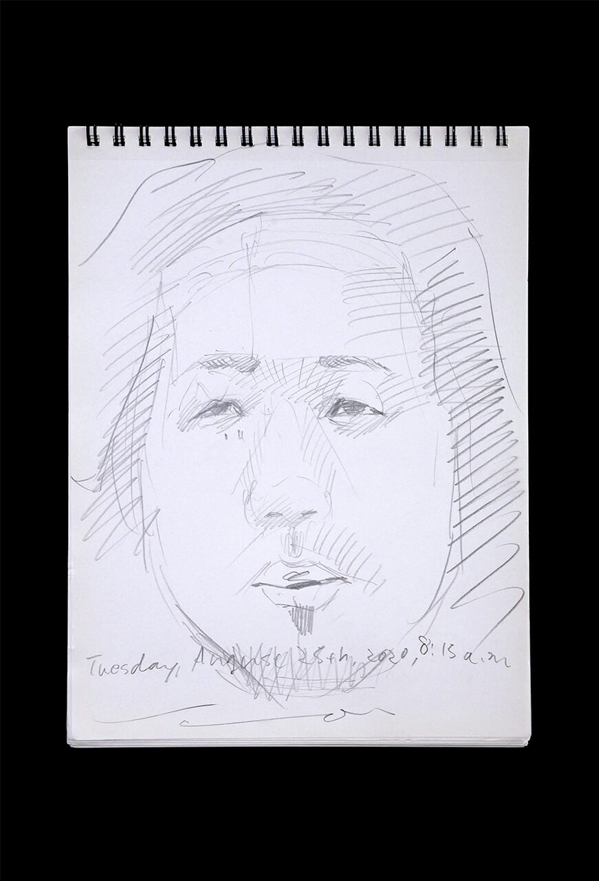 Contemporary artist SHINTAKU Tomoni's 2020/8/25 Self-portrait or pencil drawing