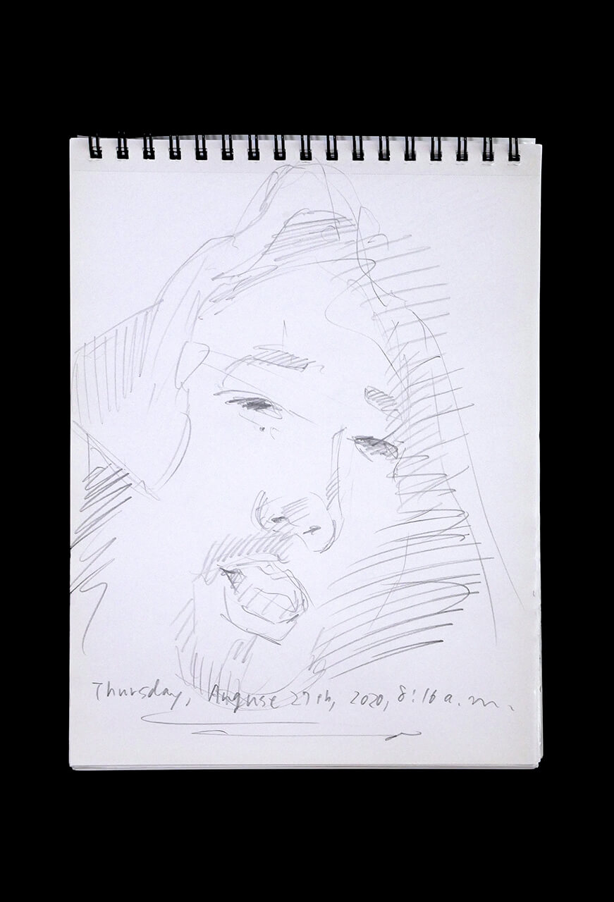 Contemporary artist SHINTAKU Tomoni's 2020/8/27 Self-portrait or pencil drawing