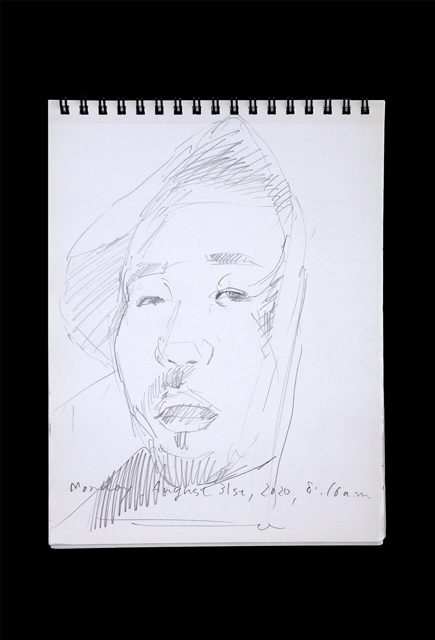 Contemporary artist SHINTAKU Tomoni's 2020/8/31 Self-portrait or pencil drawing