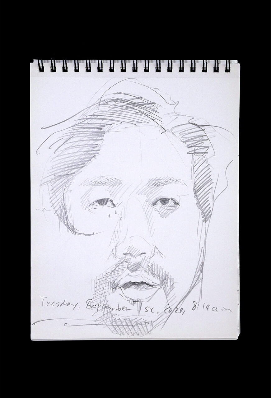 Contemporary artist SHINTAKU Tomoni's 2020/9/1 Self-portrait or pencil drawing