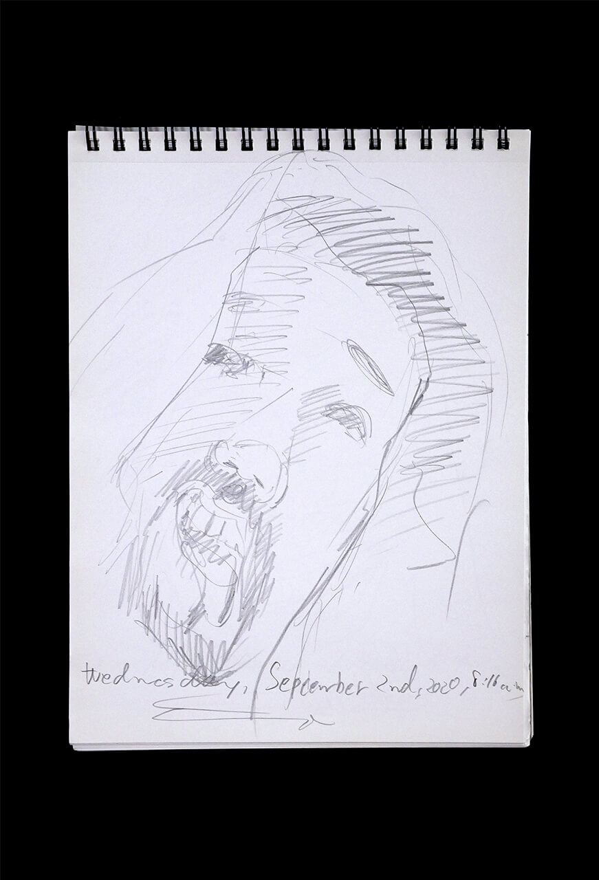 Contemporary artist SHINTAKU Tomoni's 2020/9/2 Self-portrait or pencil drawing