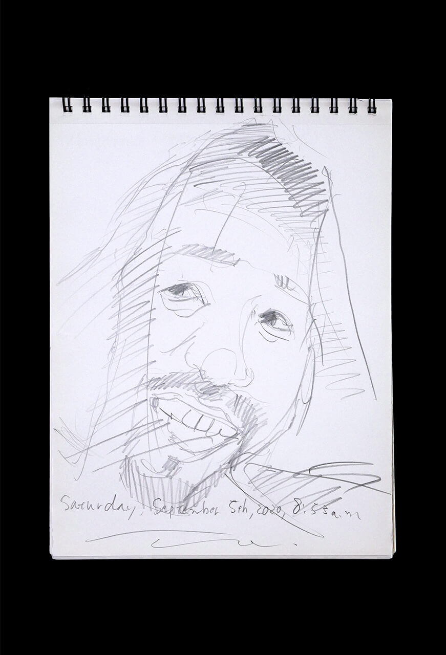 Contemporary artist SHINTAKU Tomoni's 2020/9/5 Self-portrait or pencil drawing