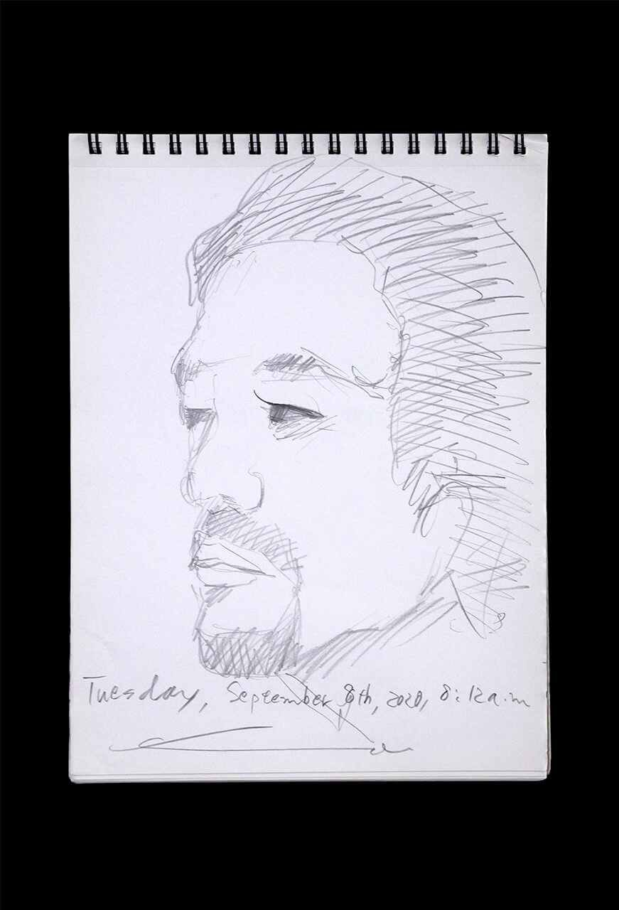 Contemporary artist SHINTAKU Tomoni's 2020/9/8 Self-portrait or pencil drawing