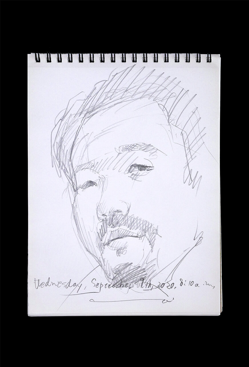 Contemporary artist SHINTAKU Tomoni's 2020/9/9 Self-portrait or pencil drawing