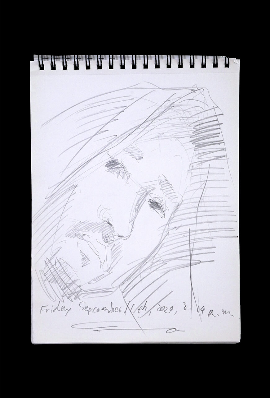Contemporary artist SHINTAKU Tomoni's 2020/9/11 Self-portrait or pencil drawing
