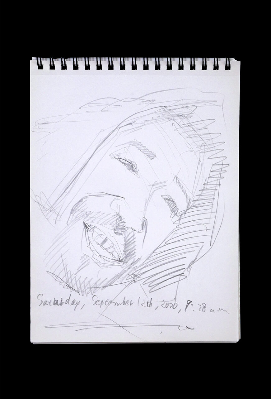 Contemporary artist SHINTAKU Tomoni's 2020/9/12 Self-portrait or pencil drawing