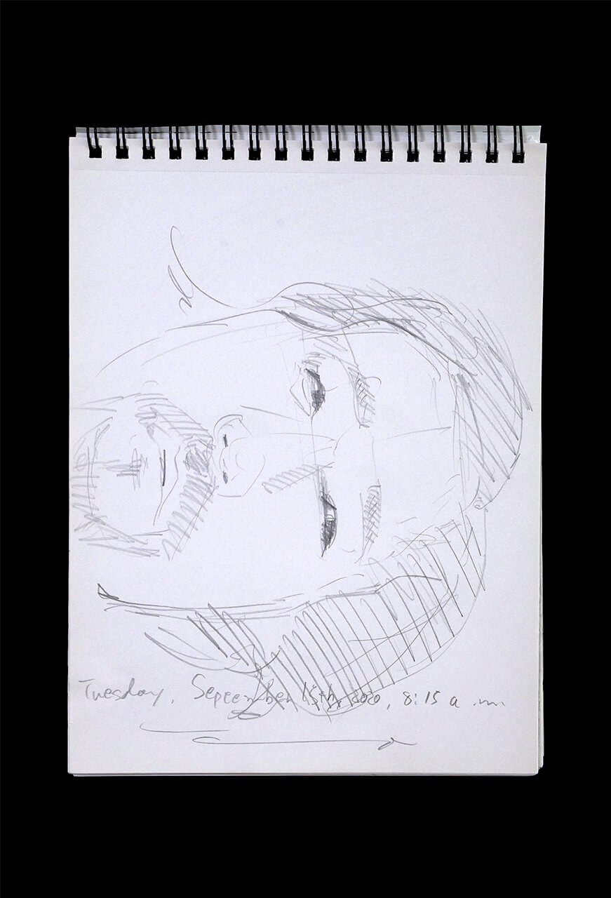 Contemporary artist SHINTAKU Tomoni's 2020/9/15 Self-portrait or pencil drawing