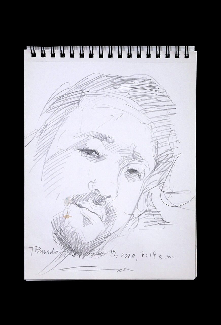 Contemporary artist SHINTAKU Tomoni's 2020/9/17 Self-portrait or pencil drawing