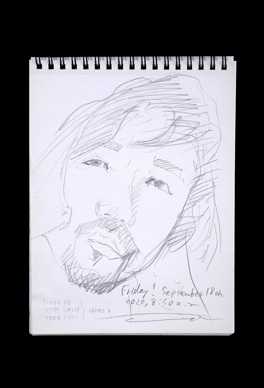 Contemporary artist SHINTAKU Tomoni's 2020/9/18 Self-portrait or pencil drawing
