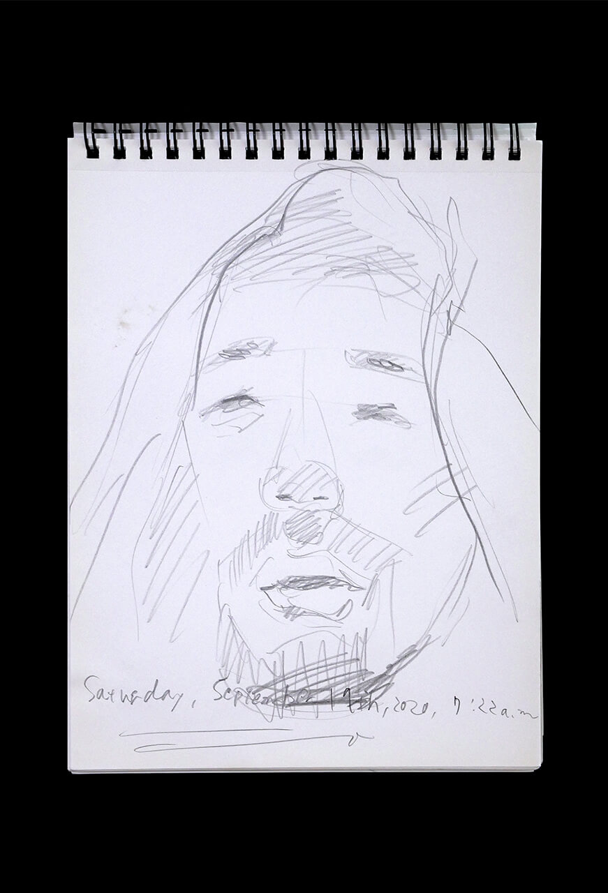 Contemporary artist SHINTAKU Tomoni's 2020/9/19 Self-portrait or pencil drawing