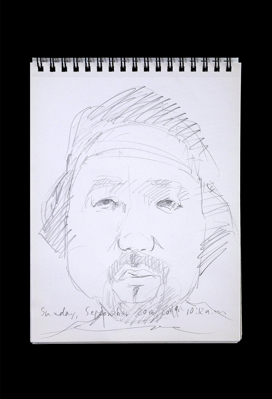 Contemporary artist SHINTAKU Tomoni's 2020/9/20 Self-portrait or pencil drawing