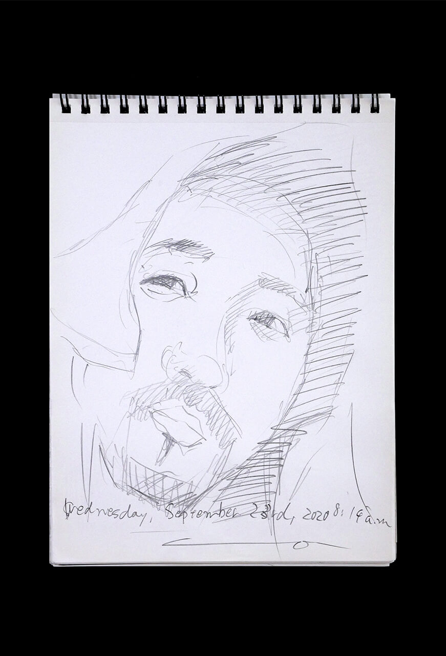 Contemporary artist SHINTAKU Tomoni's 2020/9/23 Self-portrait or pencil drawing