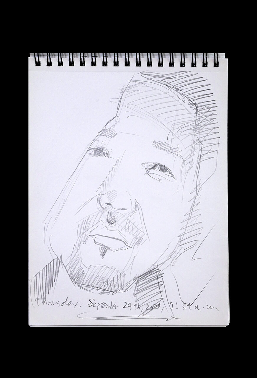 Contemporary artist SHINTAKU Tomoni's 2020/9/24 Self-portrait or pencil drawing