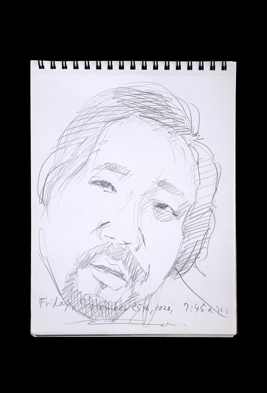 Contemporary artist SHINTAKU Tomoni's 2020/9/25 Self-portrait or pencil drawing