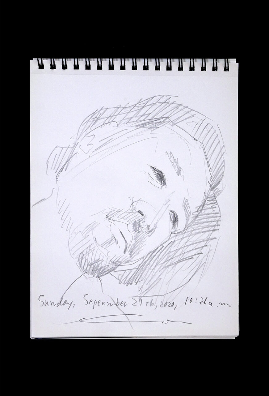 Contemporary artist SHINTAKU Tomoni's 2020/9/27 Self-portrait or pencil drawing