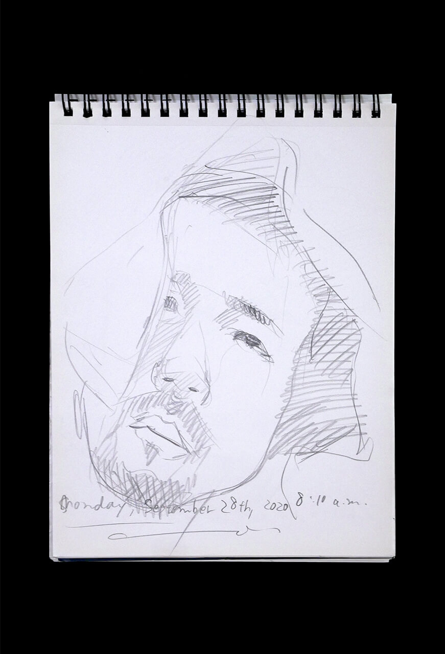Contemporary artist SHINTAKU Tomoni's 2020/9/28 Self-portrait or pencil drawing