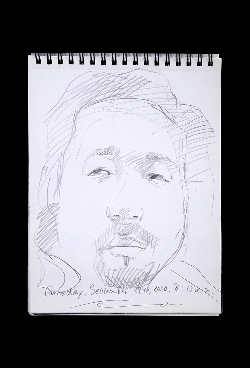 Contemporary artist SHINTAKU Tomoni's 2020/9/29 Self-portrait or pencil drawing