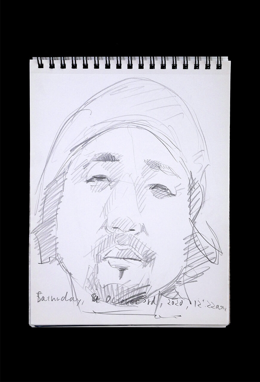 Contemporary artist SHINTAKU Tomoni's 2020/10/3 Self-portrait or pencil drawing
