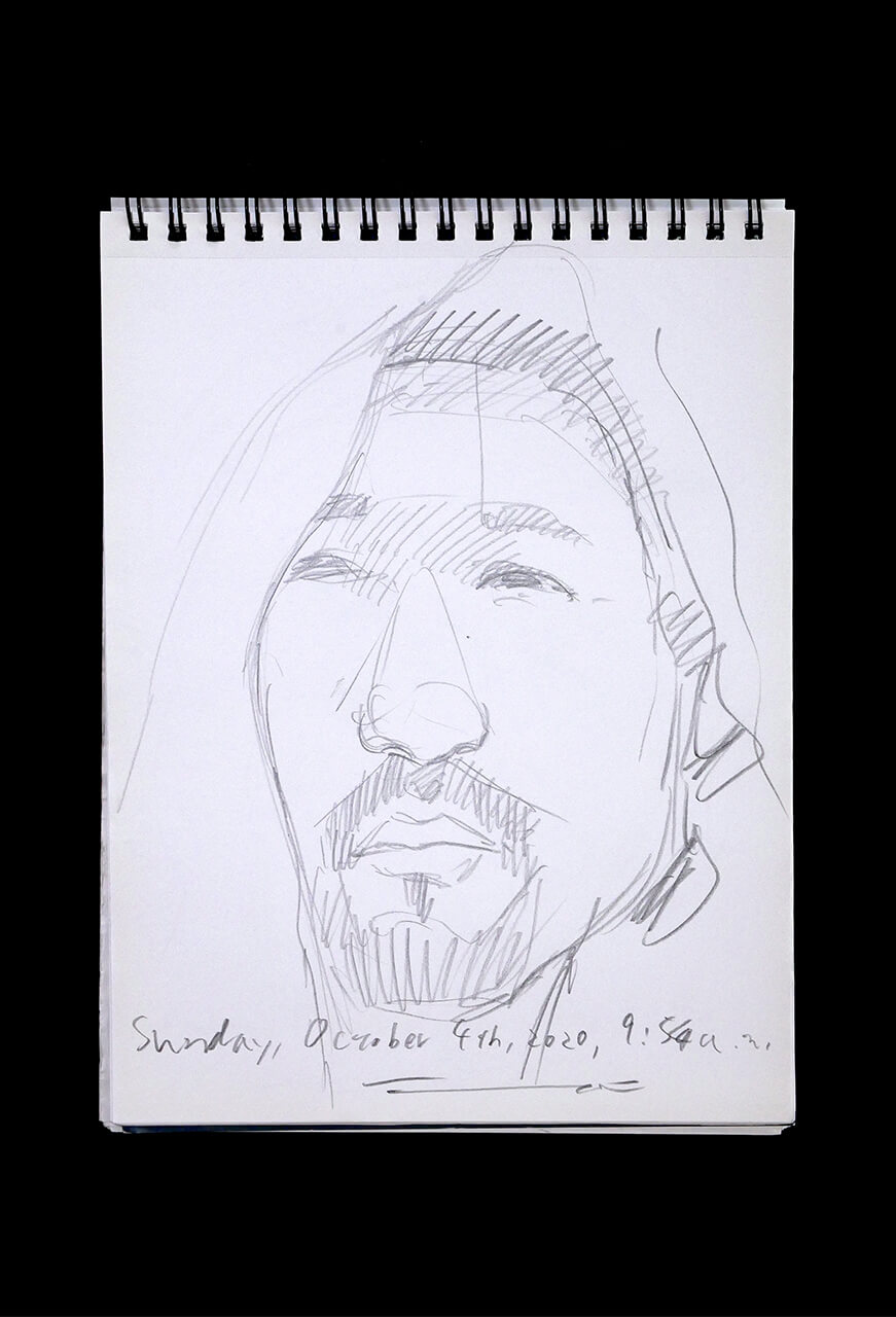 Contemporary artist SHINTAKU Tomoni's 2020/10/4 Self-portrait or pencil drawing