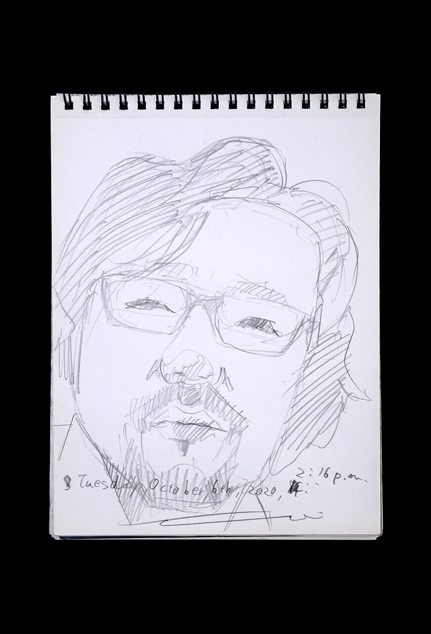 Contemporary artist SHINTAKU Tomoni's 2020/10/6 Self-portrait or pencil drawing