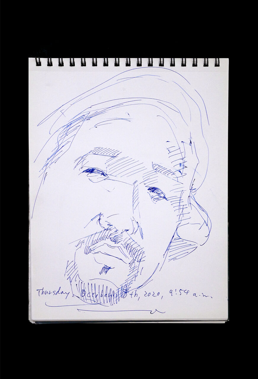 Contemporary artist SHINTAKU Tomoni's 2020/10/8 Self-portrait or pencil drawing
