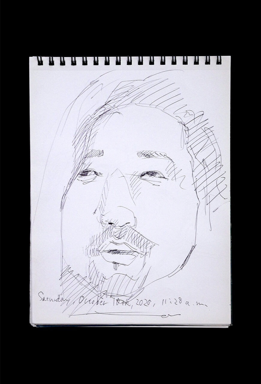 Contemporary artist SHINTAKU Tomoni's 2020/10/10 Self-portrait or pencil drawing