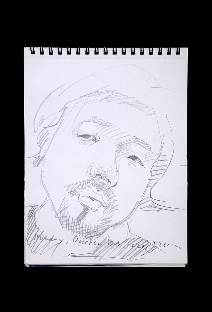 Contemporary artist SHINTAKU Tomoni's 2020/10/12 Self-portrait or pencil drawing
