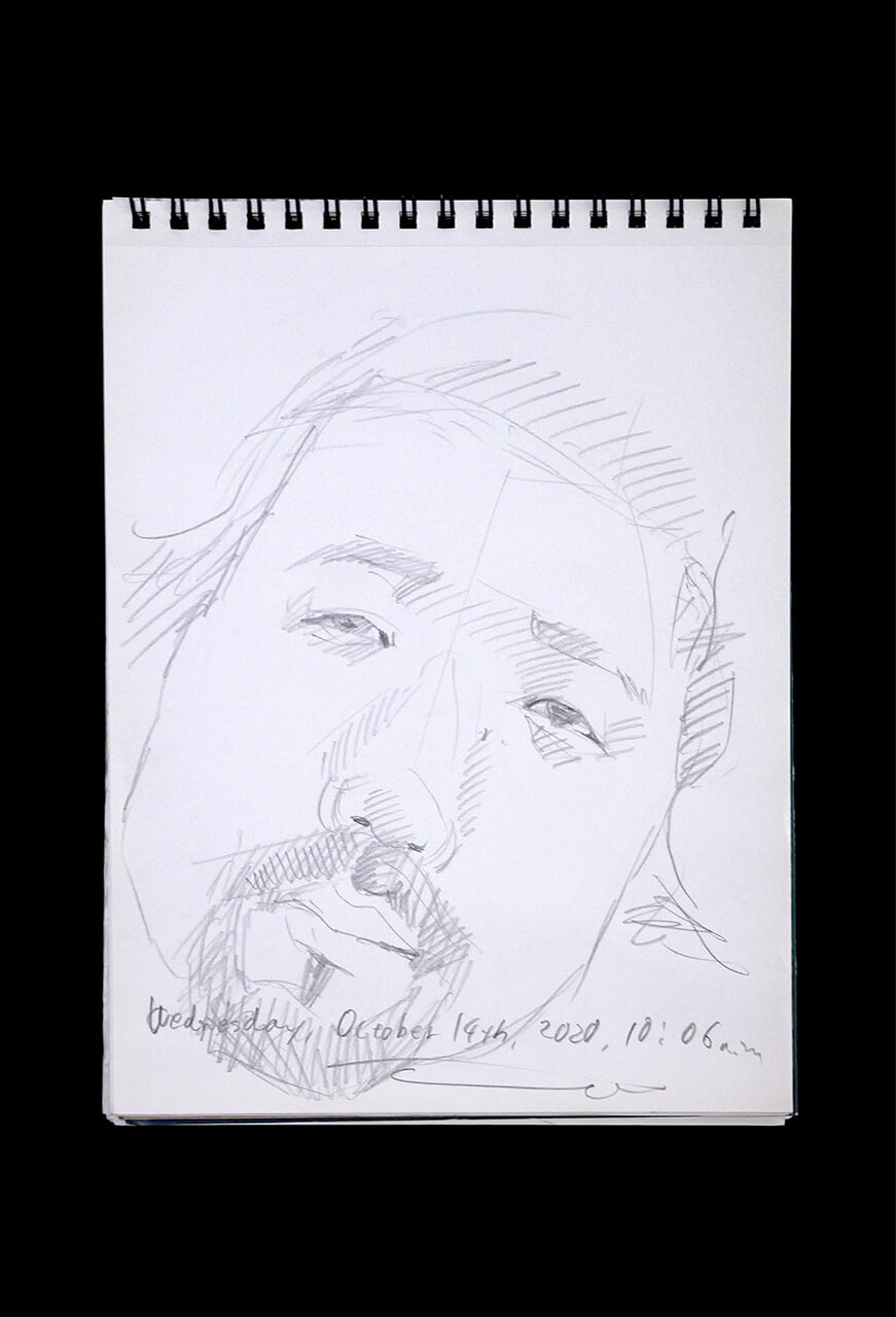 Contemporary artist SHINTAKU Tomoni's 2020/10/14 Self-portrait or pencil drawing