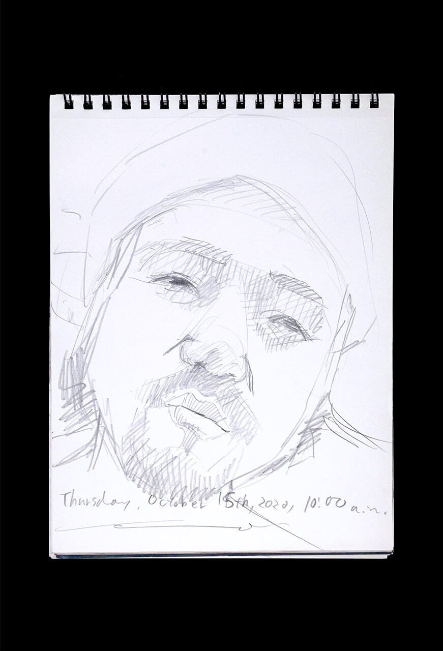 Contemporary artist SHINTAKU Tomoni's 2020/10/15 Self-portrait or pencil drawing