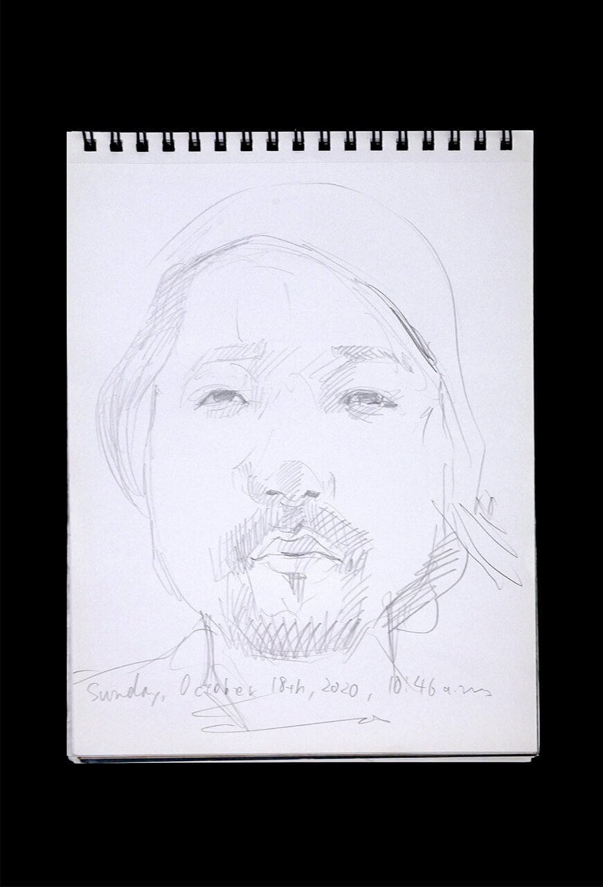 Contemporary artist SHINTAKU Tomoni's 2020/10/18 Self-portrait or pencil drawing