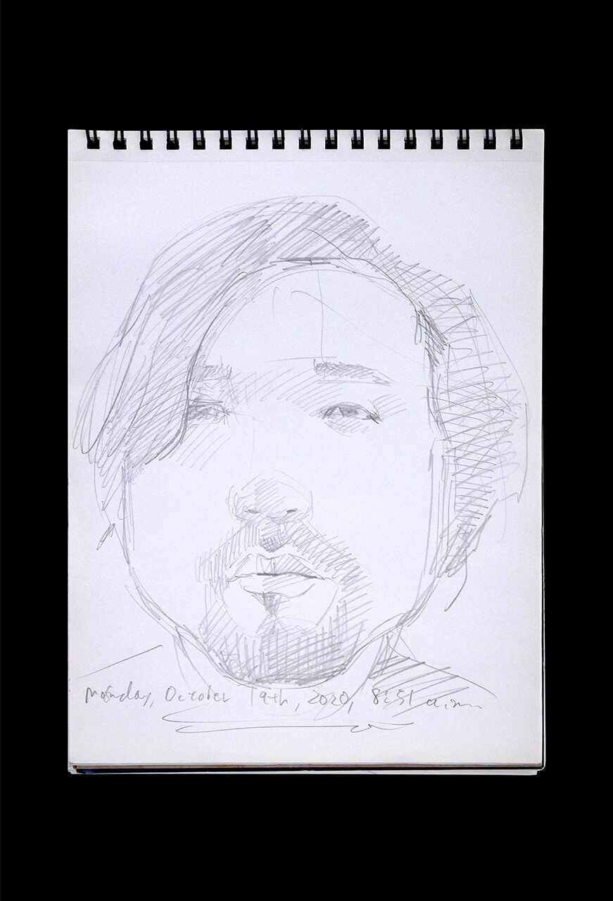 Contemporary artist SHINTAKU Tomoni's 2020/10/19 Self-portrait or pencil drawing
