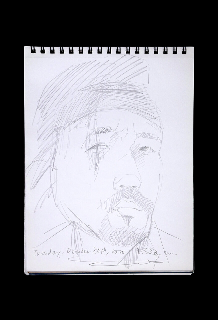 Contemporary artist SHINTAKU Tomoni's 2020/10/20 Self-portrait or pencil drawing