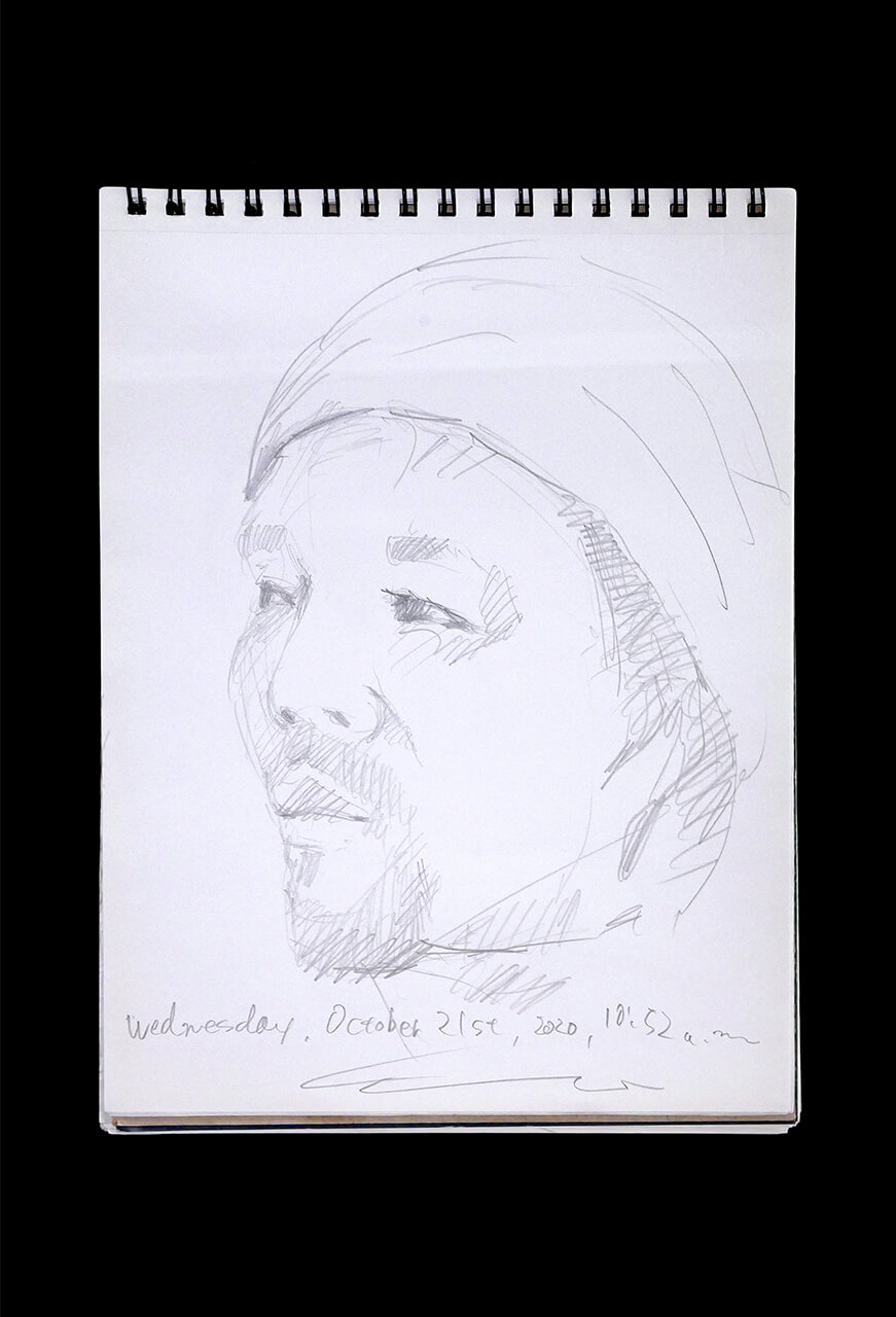 Contemporary artist SHINTAKU Tomoni's 2020/10/21 Self-portrait or pencil drawing
