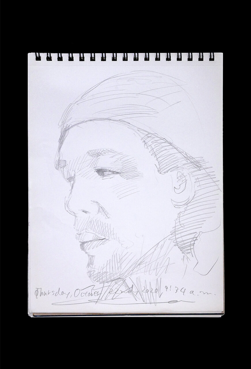 Contemporary artist SHINTAKU Tomoni's 2020/10/22 Self-portrait or pencil drawing